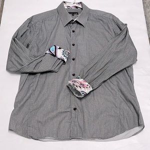Jared Lang Long Sleeve Button Down Size 2XL Paisley Pattern Cuffs / Collar. C11